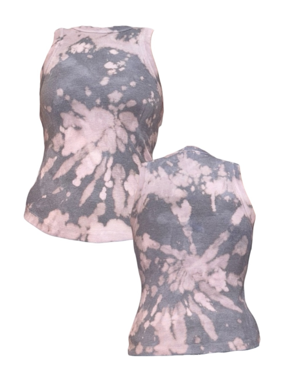 Gray Bleached Tie-Dye Tank Top